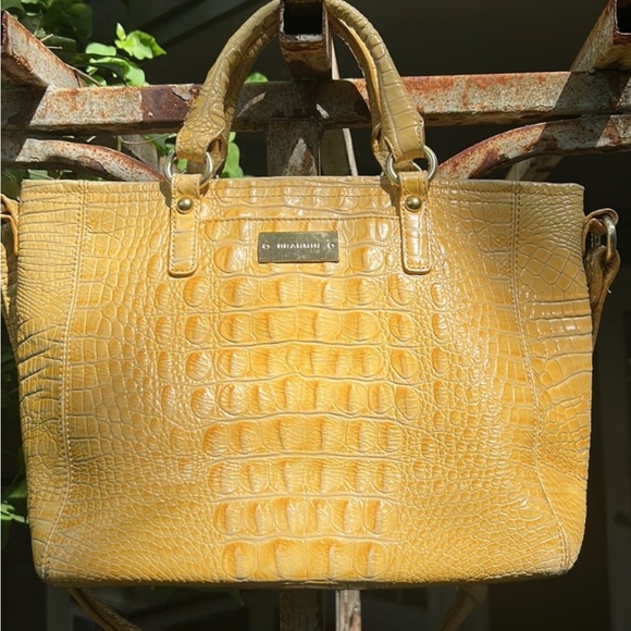 Brahmin Bags Brahmin Yellow Croc Print Leather Bag Poshmark